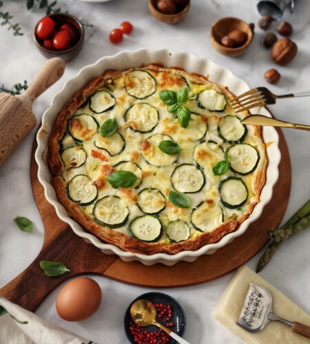 Quiche cu Zucchini <br> Tarta sarata rapida – cu foietaj